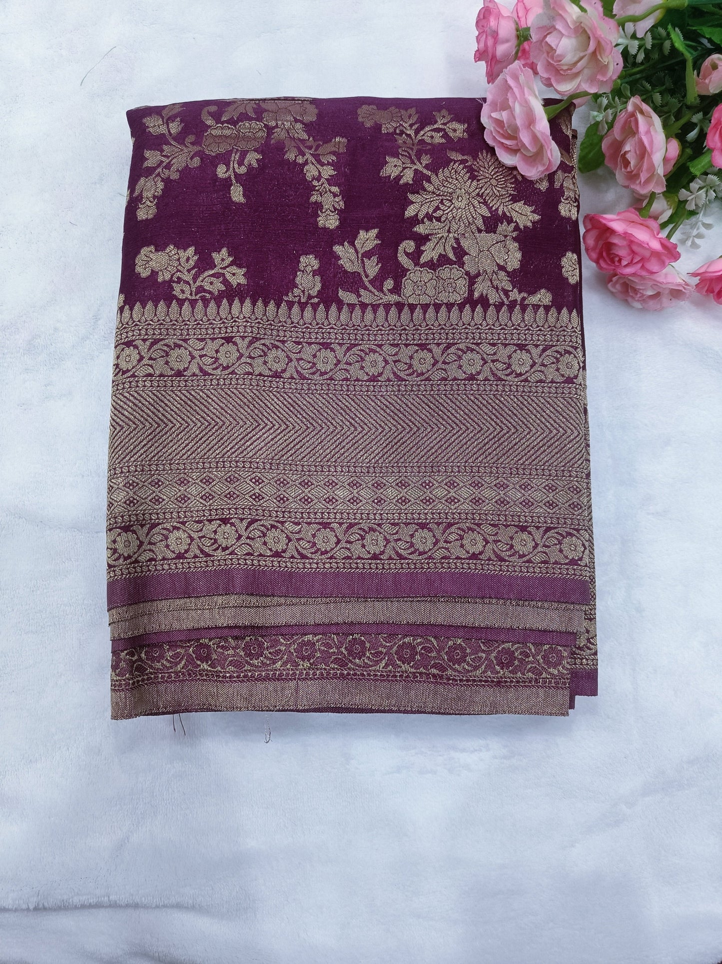 Purple Jaal Designer Pure Georgette Saree