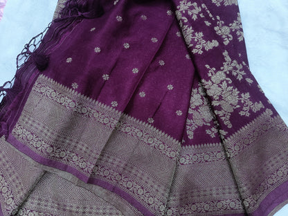 Purple Jaal Designer Pure Georgette Saree