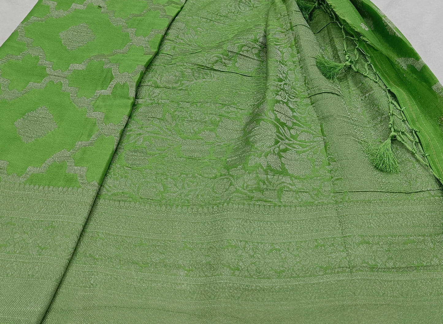 Mint Green Diamond Crape Banarasi saree