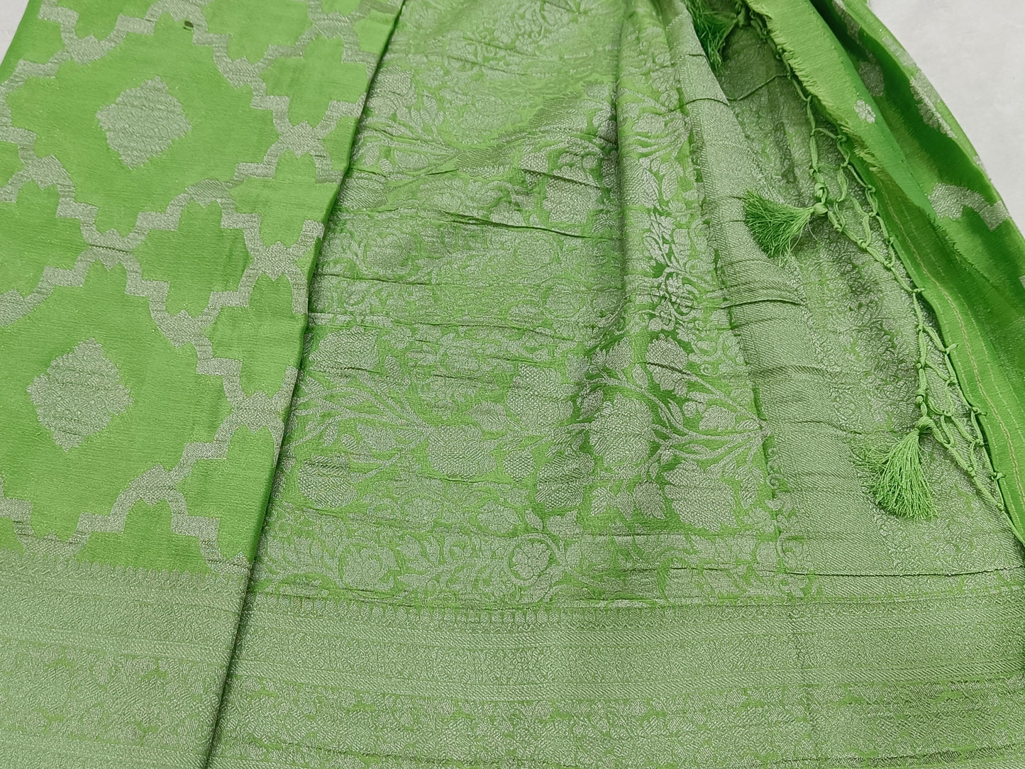 Mint Green Diamond Crape Banarasi saree