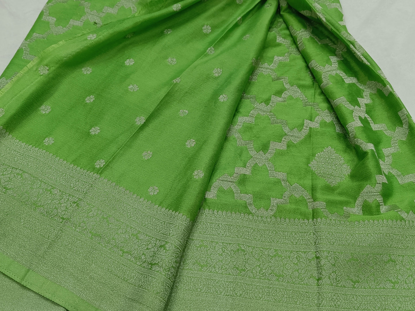 Mint Green Diamond Crape Banarasi saree