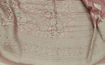 Onion Pink Diamond Crape Banarasi saree