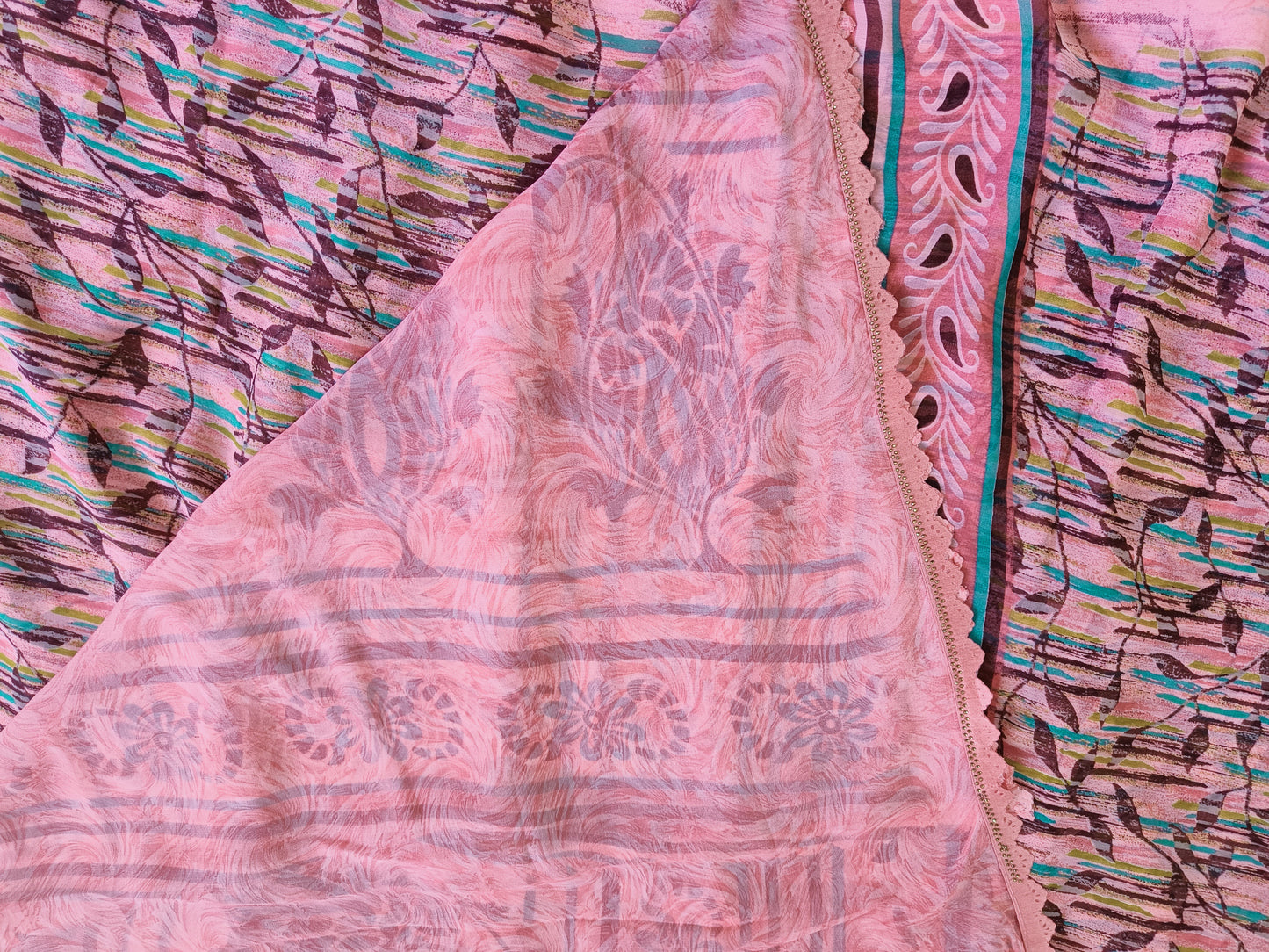 Pink Georgette saree