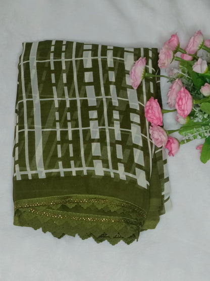 Mehandi Green Georgette saree