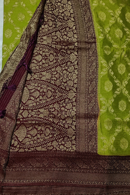 Mint Green Jaal Pure  Crape Banarasi saree