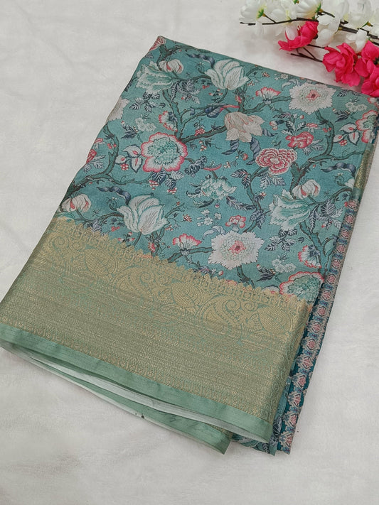 Floral Semi Tusser Silk Saree