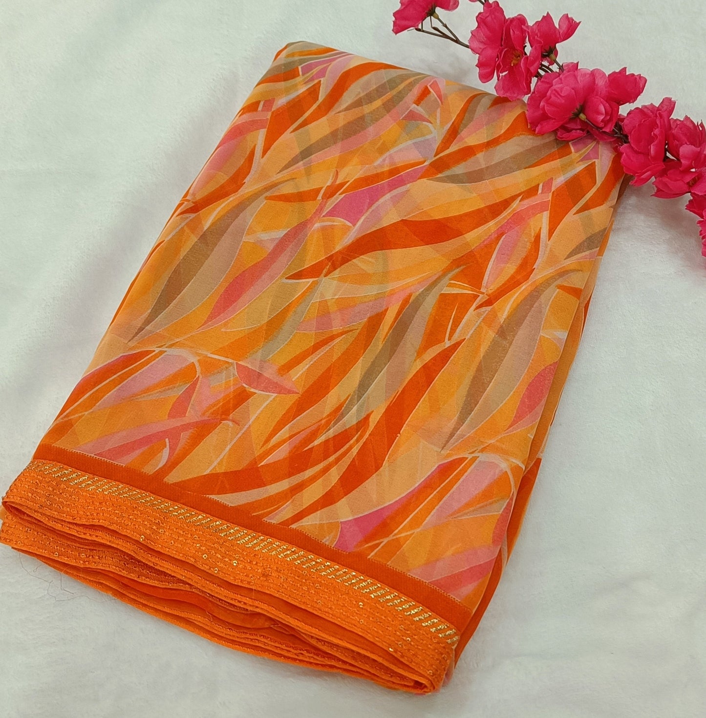 Orange Georgette saree