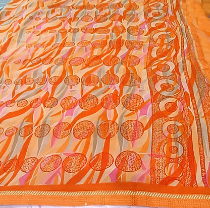 Orange Georgette saree