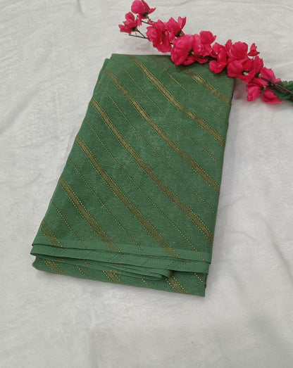 Green Lehariya Georgette saree