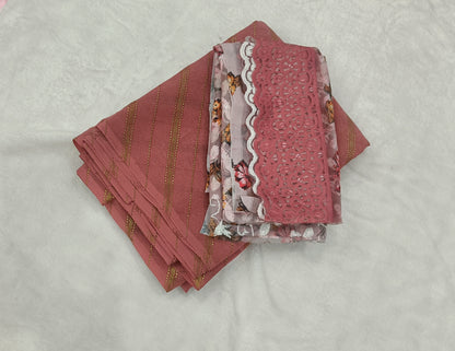 Onion Pink Lehariya Georgette saree