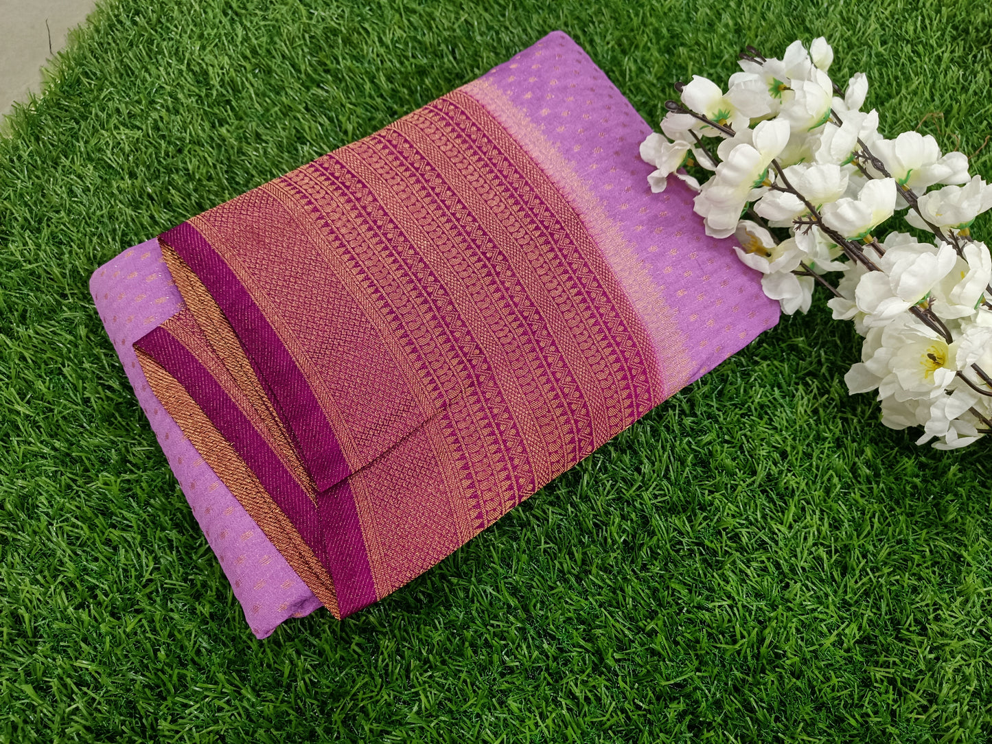 Lavender n Purple Designer Georgette Saree