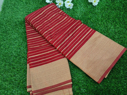 Maroon Lahariya Banarasi Georgette Saree