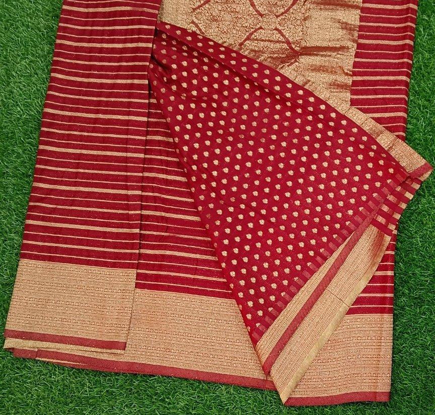 Maroon Lahariya Banarasi Georgette Saree