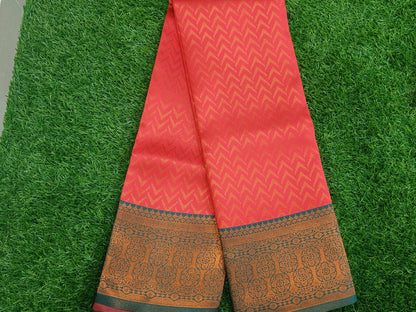 Rani Pink and Rama Green Soft Silk Saree