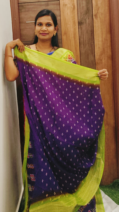 Purple & Yellow Lahariya Pochampalli Designer Saree