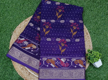 Purple Bunai Semi Banarasi Georgette Saree