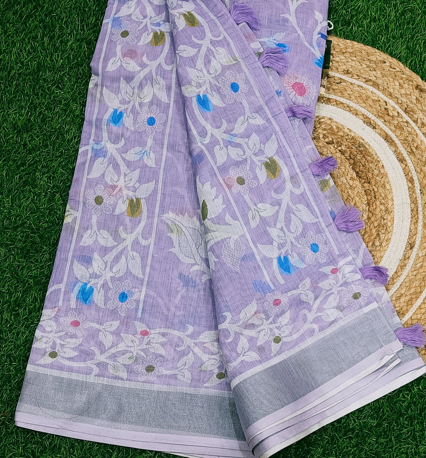 Lavender Jamdani Cotton Silk Saree