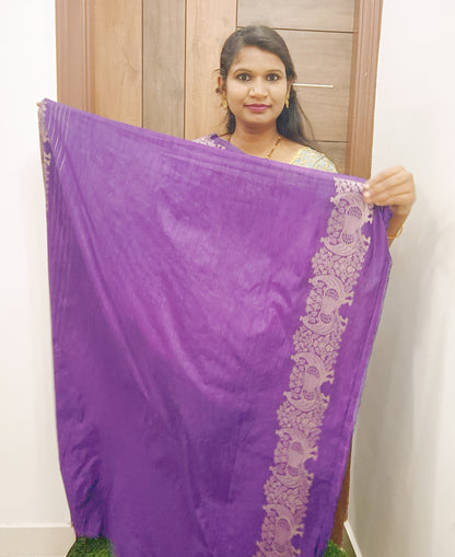 Purple Peacock Designer Khadi Banarasi Saree