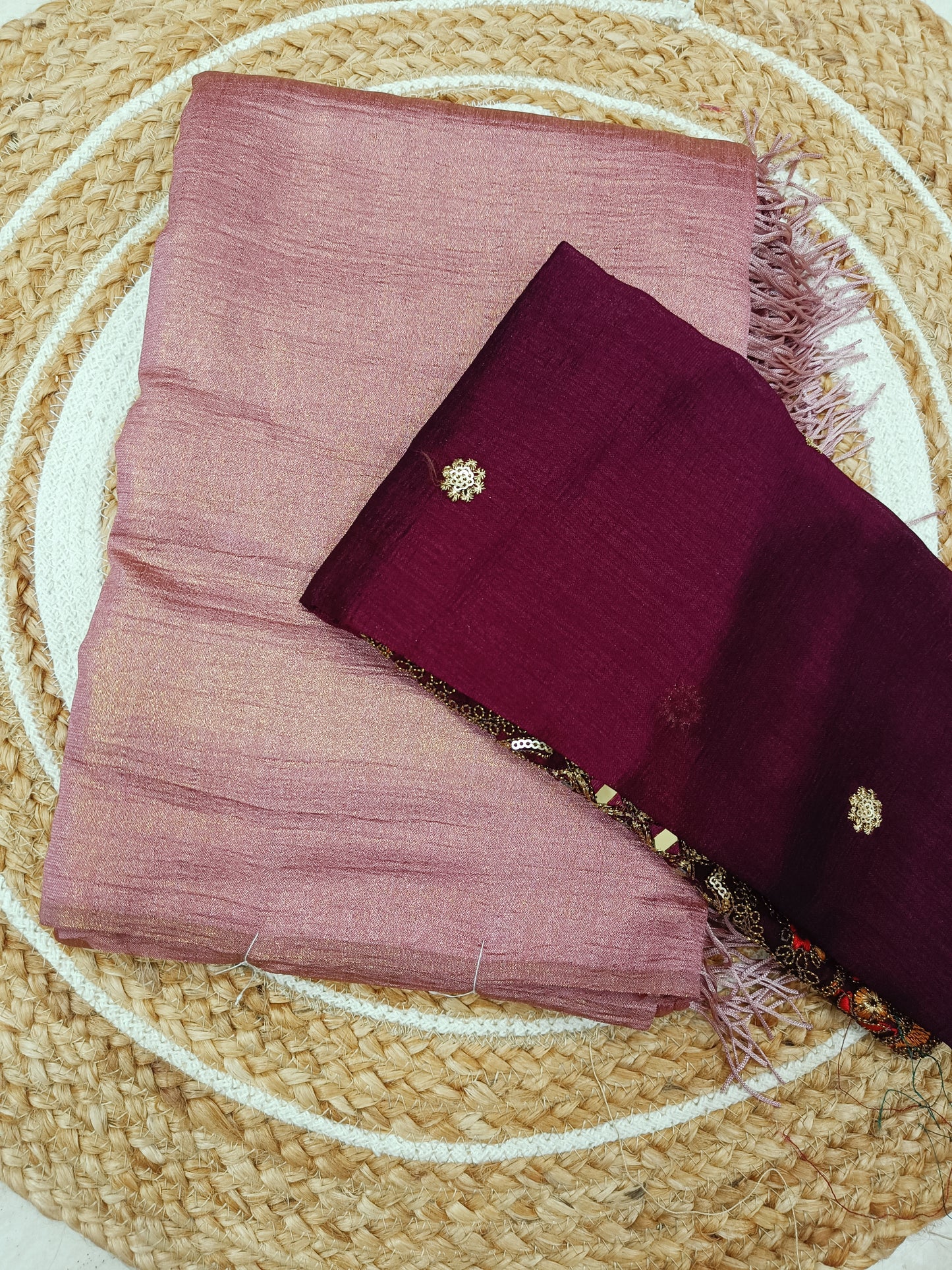 Onion Pink shimmer Georgette Saree