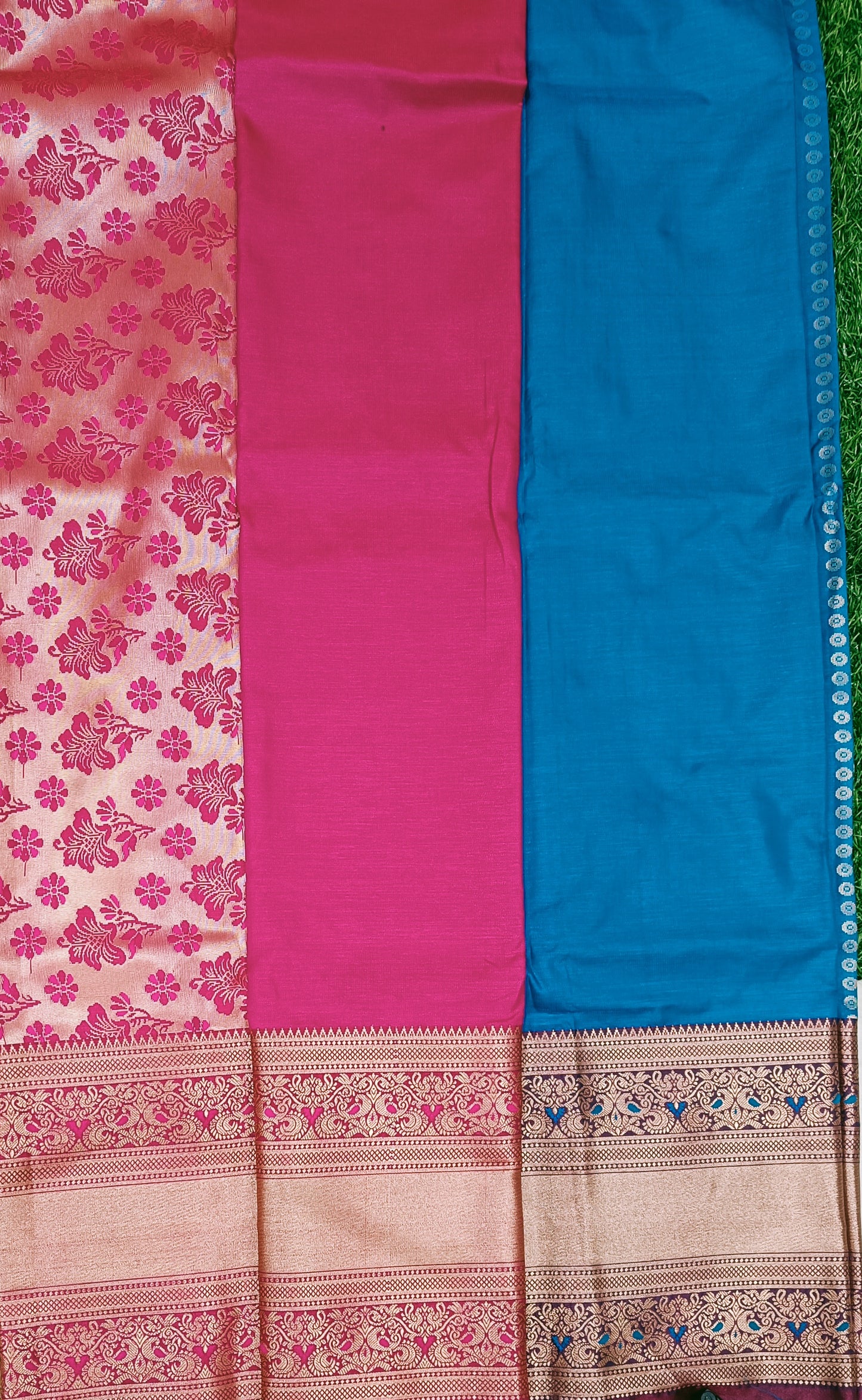 Blue n Pink Semi Dharmavaram Silk Saree