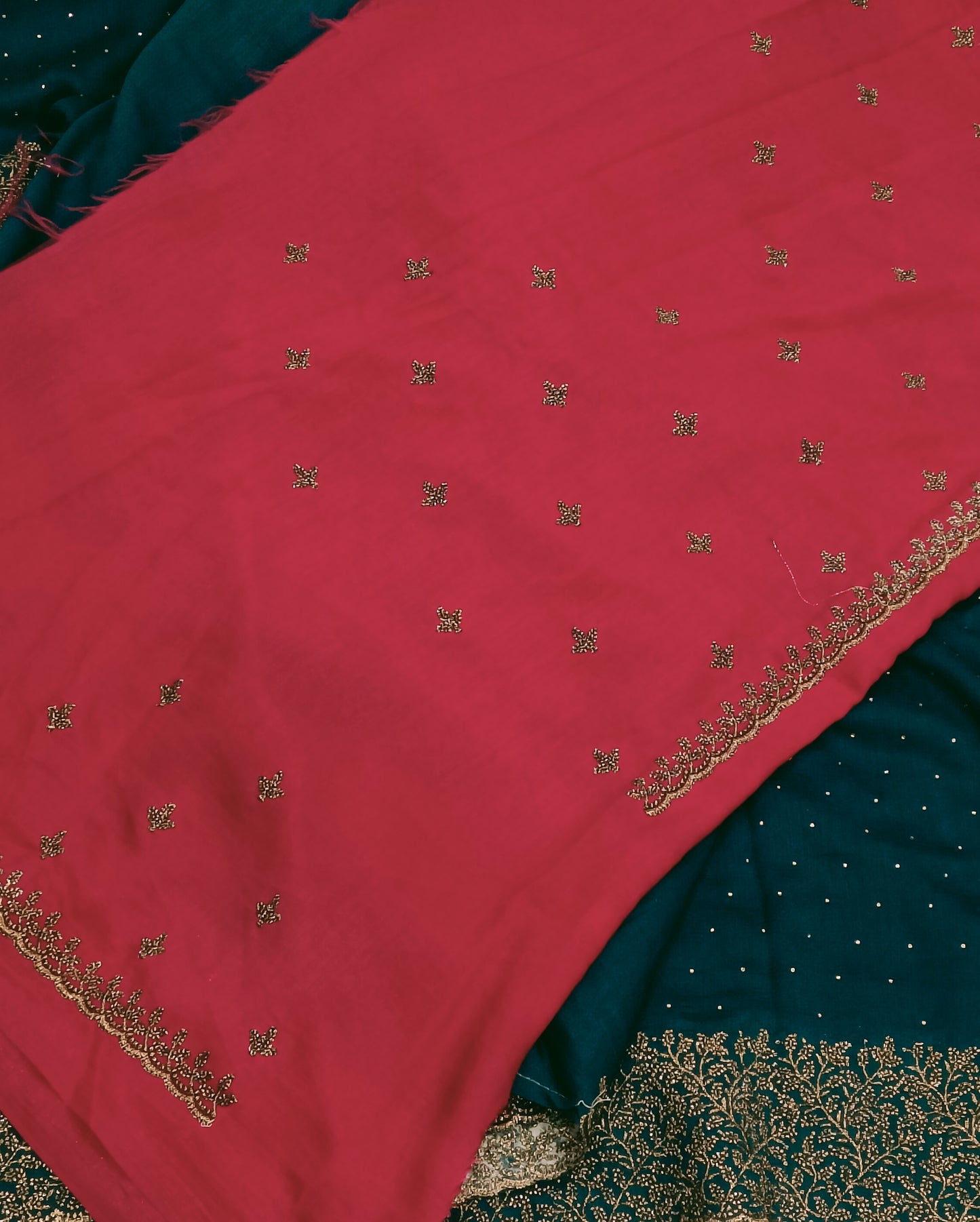 Teal Green Vichitra Silk Saree