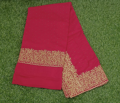 Pink Vichitra Silk Saree