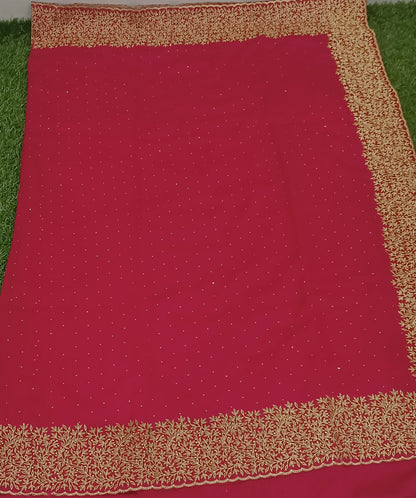 Pink Vichitra Silk Saree