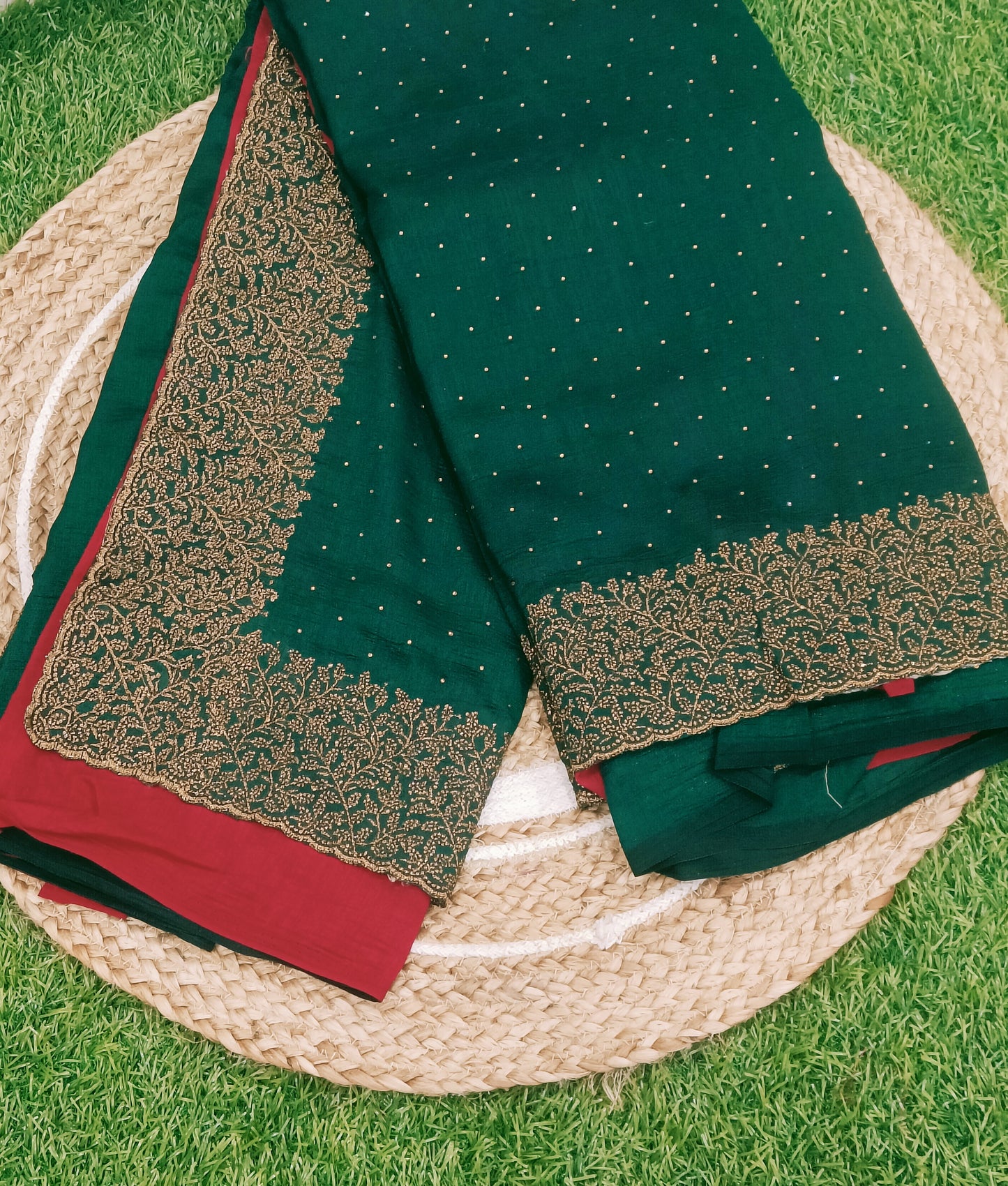 Green Vichitra Silk Saree