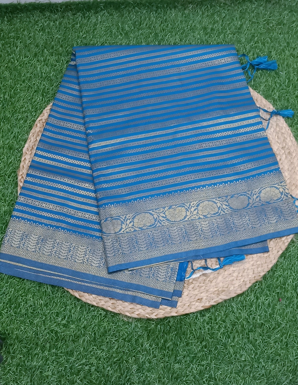 Blue Lehariya Soft Banarasi Silk Saree