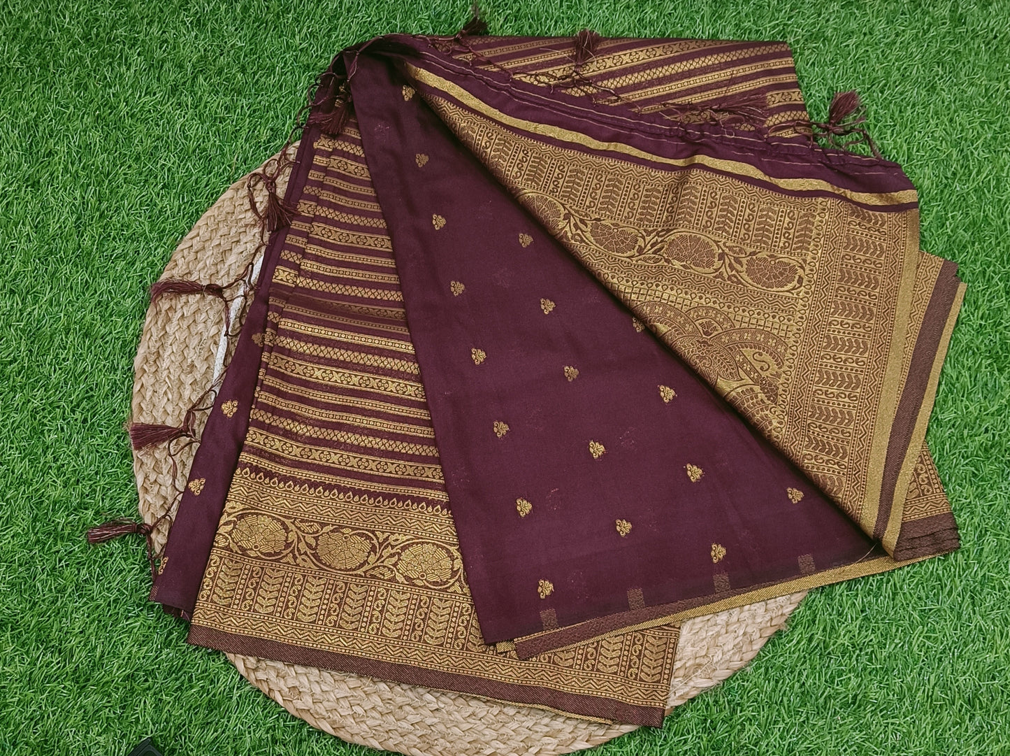 Brown Lehariya Soft Banarasi Silk Saree