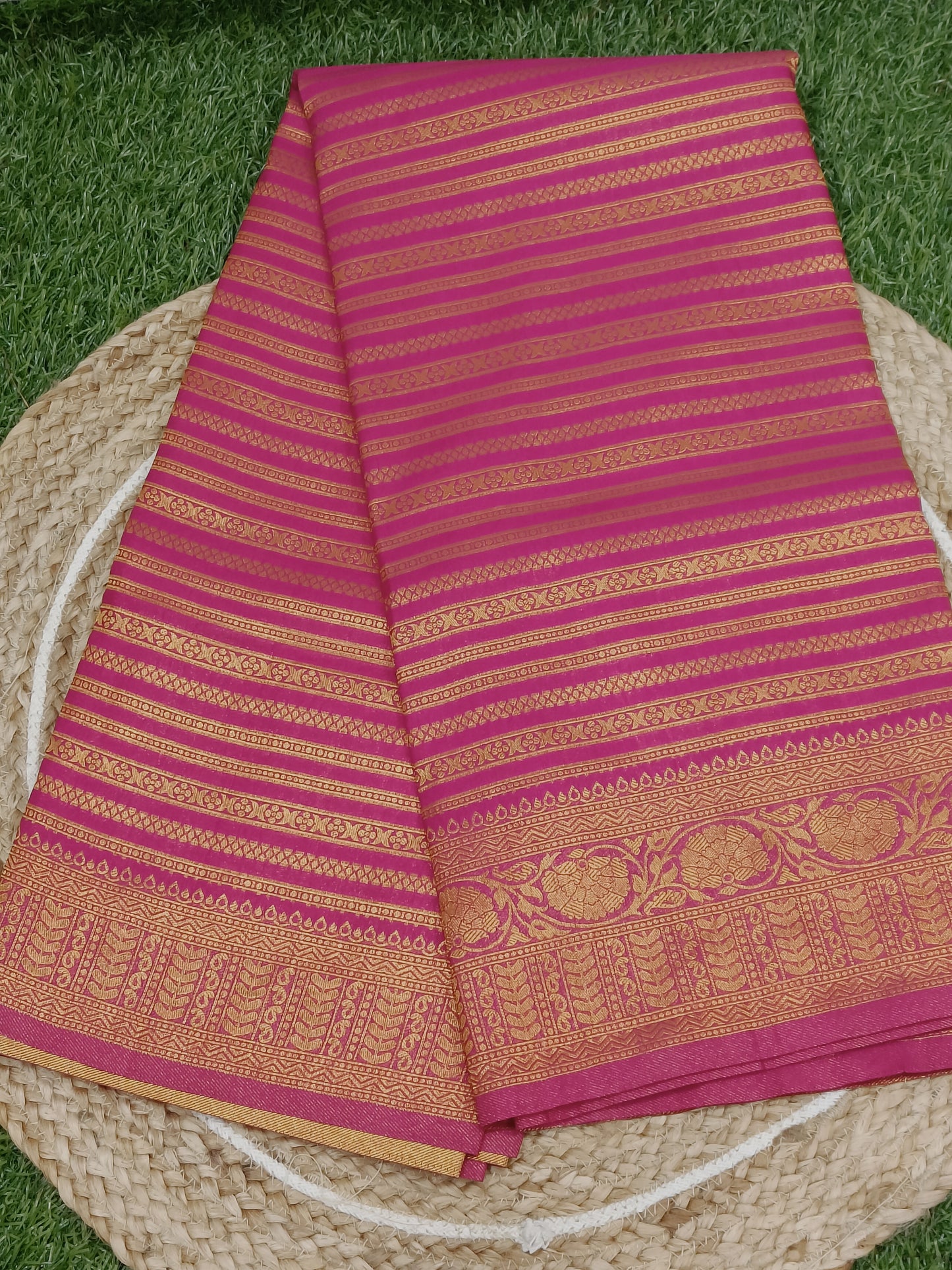 Pink Lehariya Soft Banarasi Silk Saree