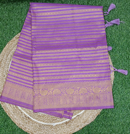 Lavender Lehariya Soft Banarasi Silk Saree