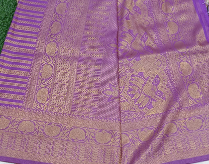 Lavender Lehariya Soft Banarasi Silk Saree