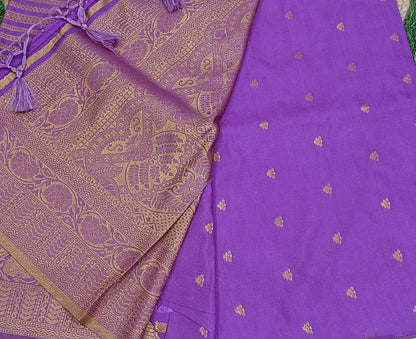 Lavender Lehariya Soft Banarasi Silk Saree