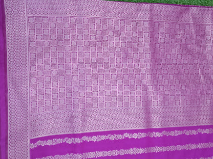 Lavender Peacock Scallop Banarasi Silk Saree