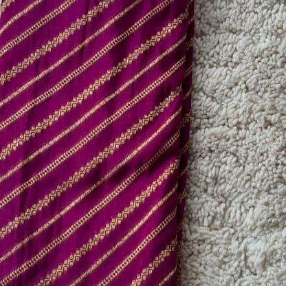 Purple Lahariya Khadi Banarasi Saree