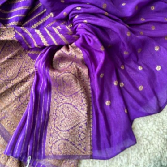 Blue Lahariya Khadi Banarasi Saree